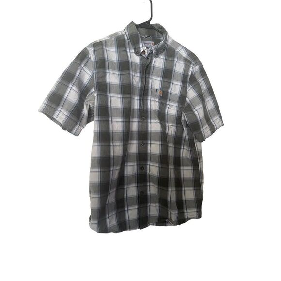 Carhartt Mens Multicolor Plaid Short Sleeve Button Down Shirt Size Medium - Picture 1 of 14